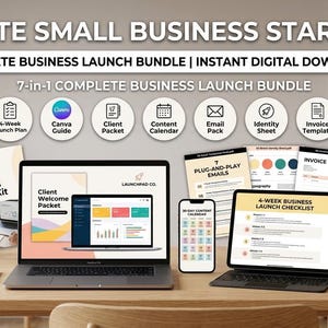 Small Business Starter Kit | Launch Checklist, Canva Templates, Content Calendar (Digital Download)