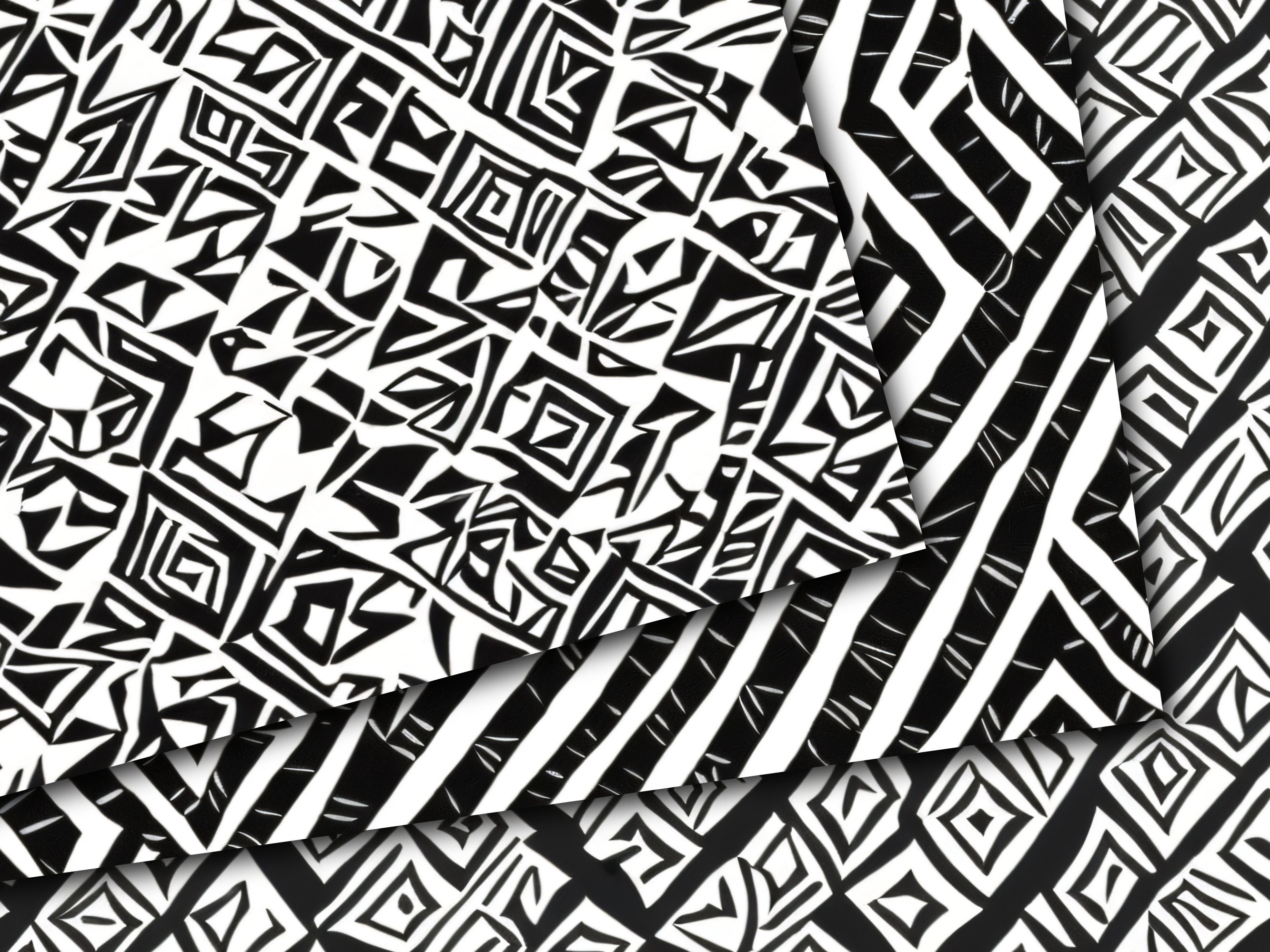 Black And White Doodle Tribal Aztec Print Floor Mat