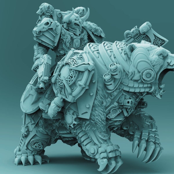 Asgardian Bear Riders by Atlan Forge Tabletop 3D Print TTRPG 8K Miniature Knights proxy 28mm 32mm