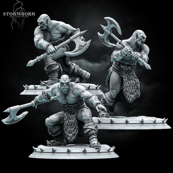 8K Miniature Orc Warriors (3 pack) Stormborn Tabletop  3D Print TTRPG