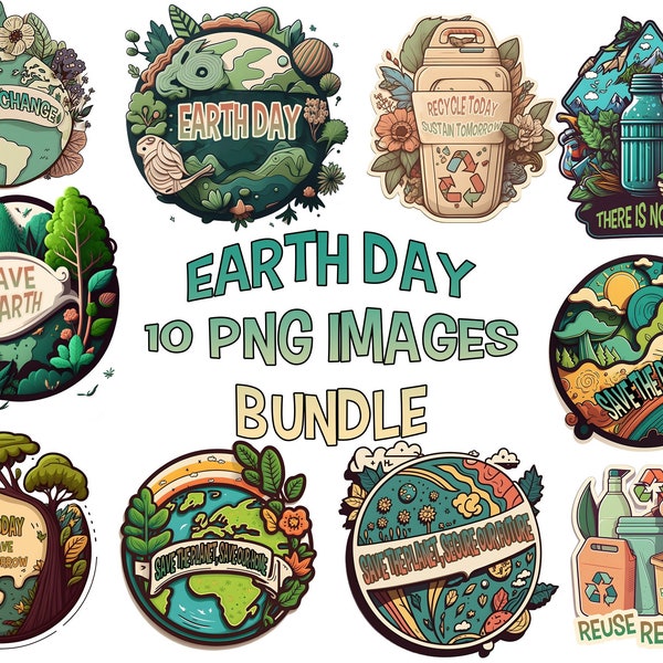 Earth day clipart stickers designs png bundle pack,save earth tshirt,there is no planet b, save the planet,recycle