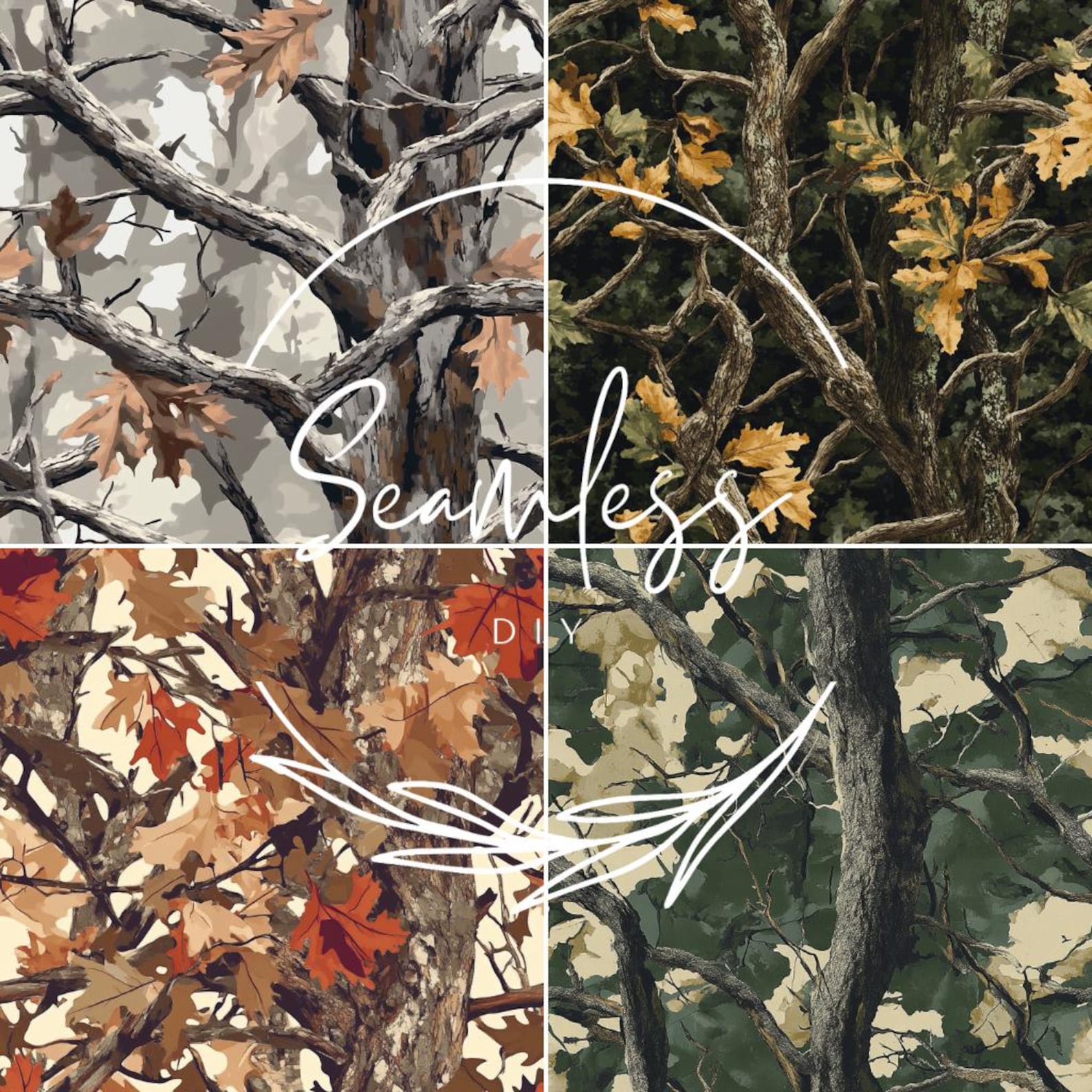 16 Real Tree Camo Patterns, Digital Papers, Seamless Patterns ...