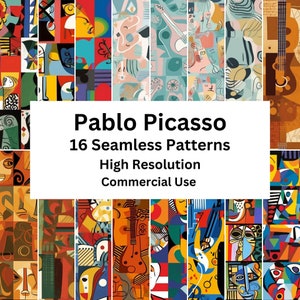 16 Pablo Picasso Inspired Seamless Patterns, Digital Papers, Seamless Patterns, Printable, Instant Digital Download, High Resolution