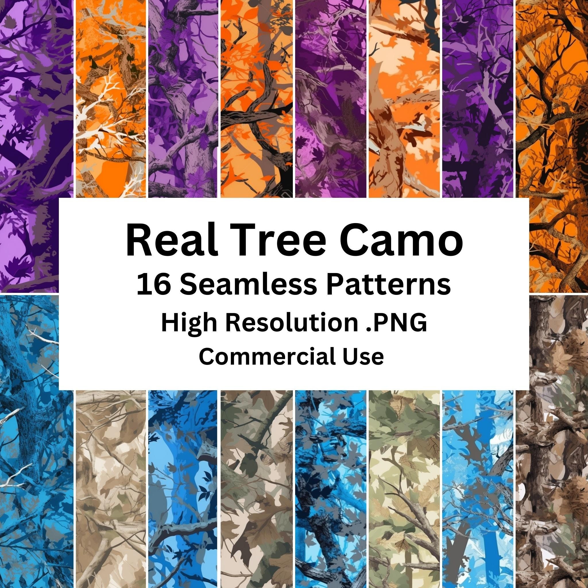 16 Real Tree Camo Patterns, Digital Papers, Seamless Patterns