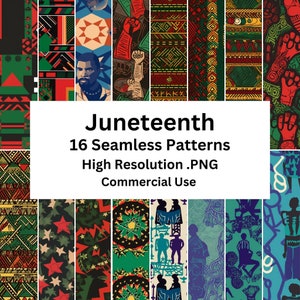 16 Juneteenth Patterns, Digital Papers, Seamless Patterns, Printable, Instant Digital Download, High Resolution