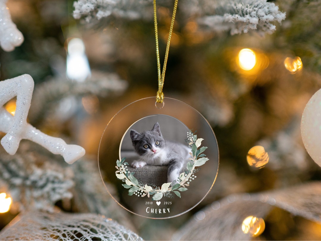 Personalized Pet Memorial Glass Ornament, Pet Loss Ornament for