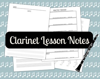 Clarinet Lesson Notes With Blank Fingering Chart- Digital Download 8.5x11