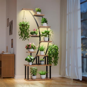 Plant Stand Indoor with Grow Lights, 9 Tiered Metal Plant Shelf, 63" Tall Plant Stand for Indoor Plants Multiple, Large Plant Rack Display