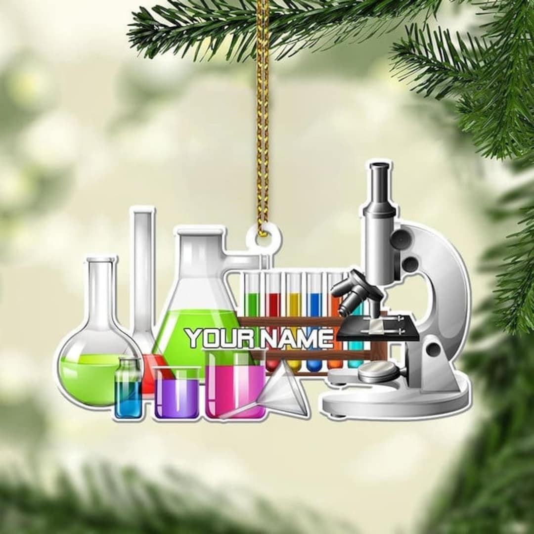 Personalized Glass Chemistry Ornament, Biological Science Ornament, Glass Christmas Ornament