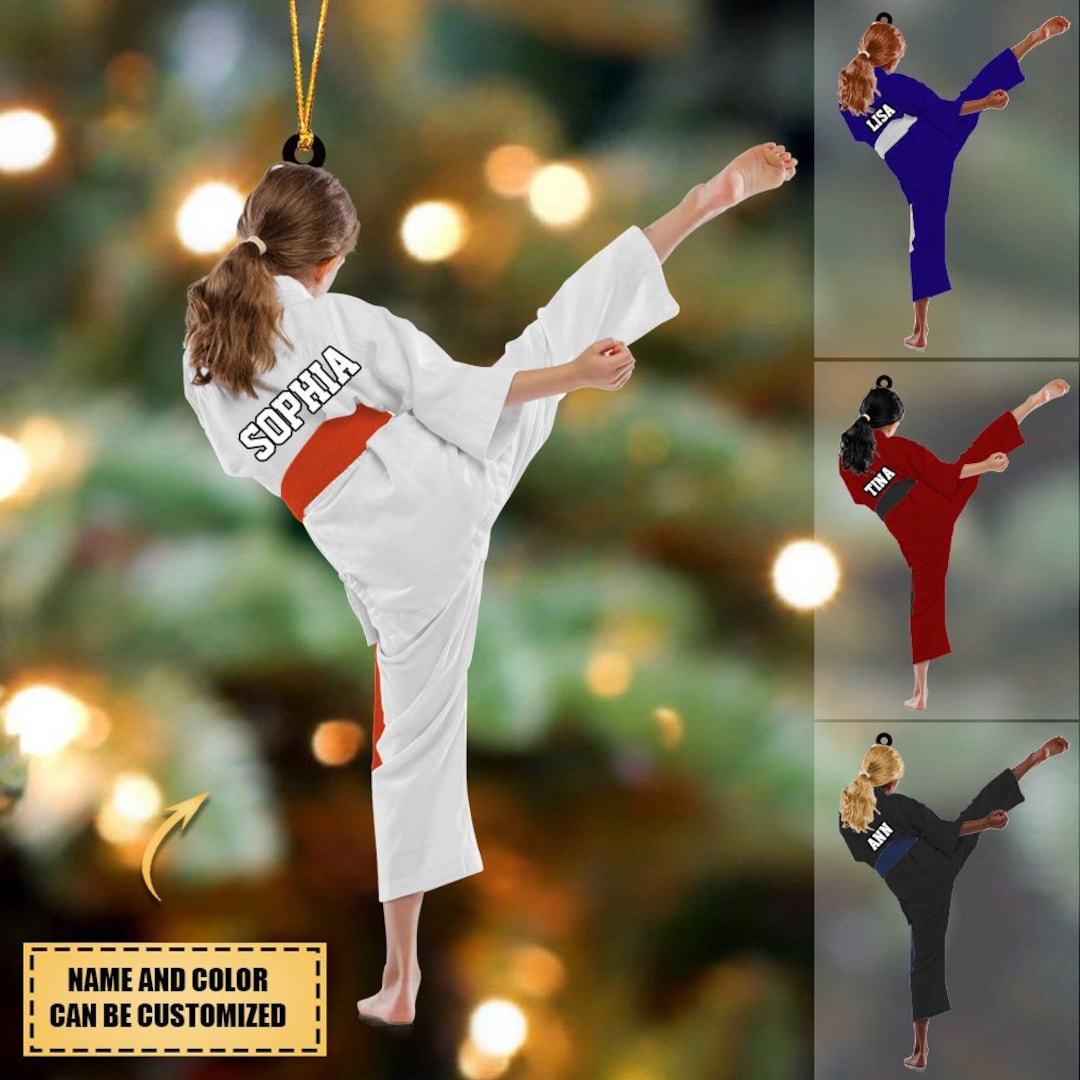 Personalized Karate Girl Ornament, Karate Ornament, Karate Christmas