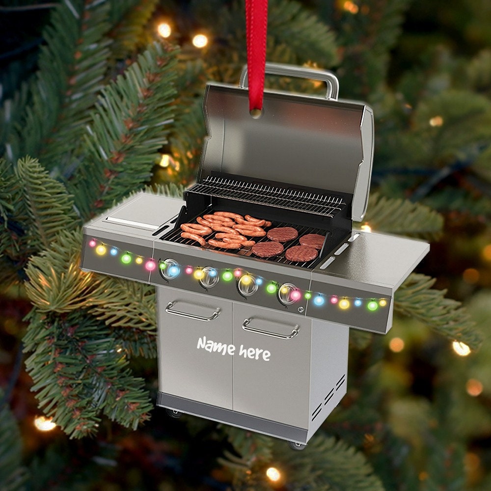 Smoker BBQ Flat Ornament, Grill Christmas Light Ornaments