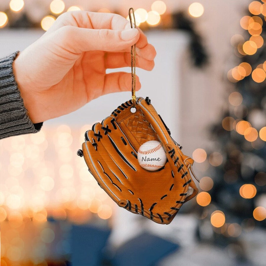 Personalized Baseball Glove Christmas Ornament, Baseball Glove Ornament