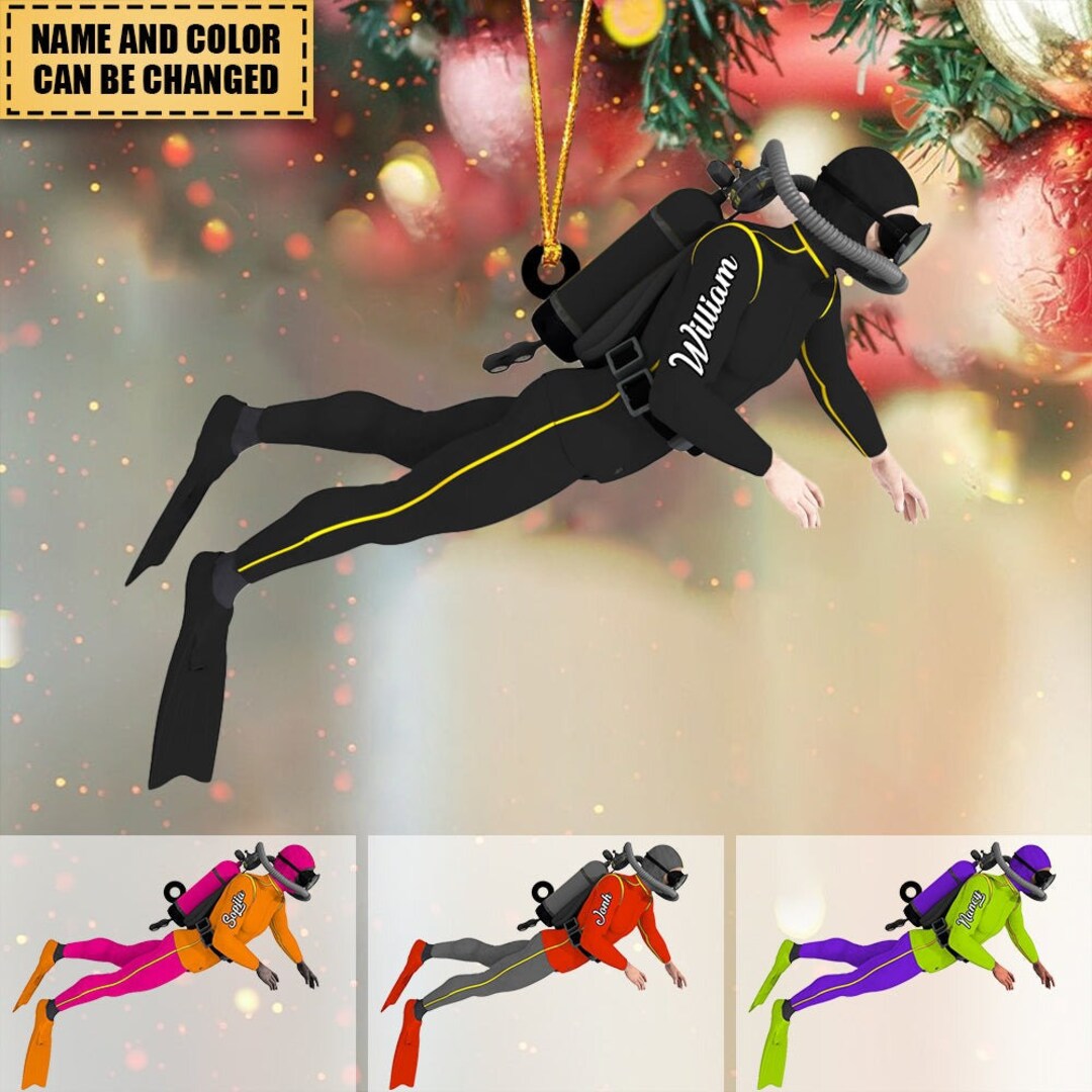 Personalized Diver Christmas Ornament, Diver Ornament, Diver Christmas