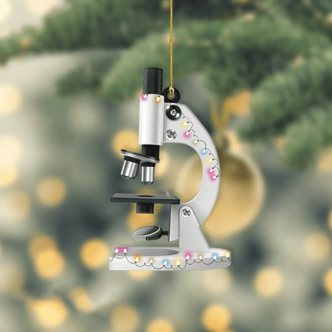 Personalized Medical Microscope Christmas Ornament, Microscope Ornament