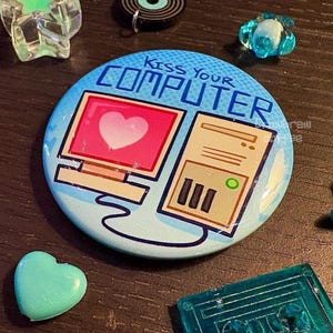 Besa tu ordenador - Botón/insignia Objectum/Robot Lover de 44 mm