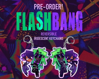 Flashbang 2.5 in iridescent Reversible Acrylic Keychain