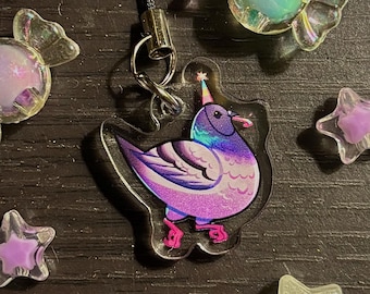 Party Pigeon!! 1” Acrylic Phone Charm