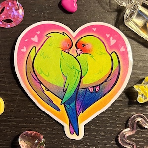 3” Lovebirds Parrot Bird Waterproof Laminated Sticker