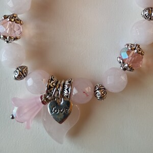 Rose quartz charm bracelet