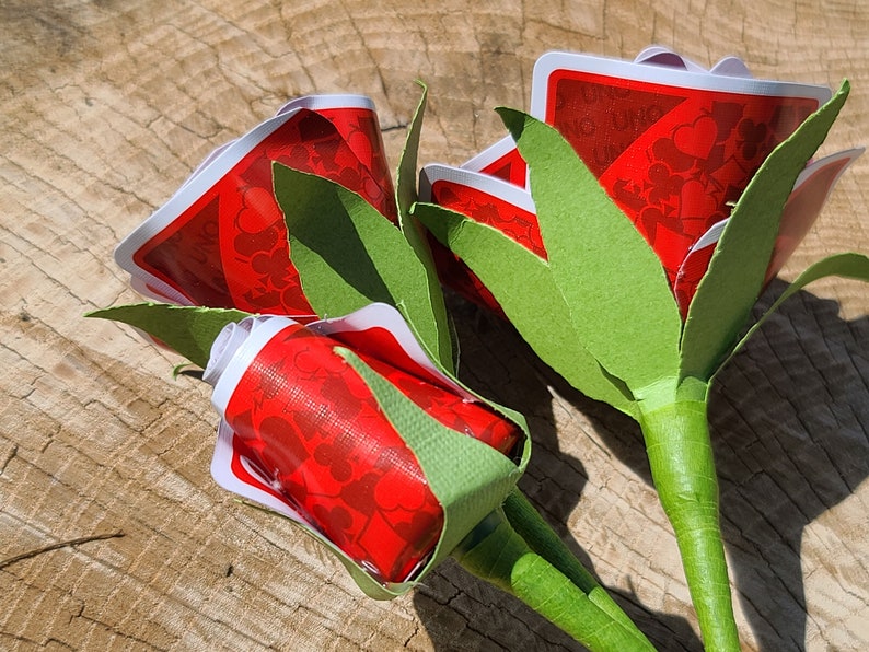 Red Playing Card Roses With Single Rose Bud Set of 3 - Etsy