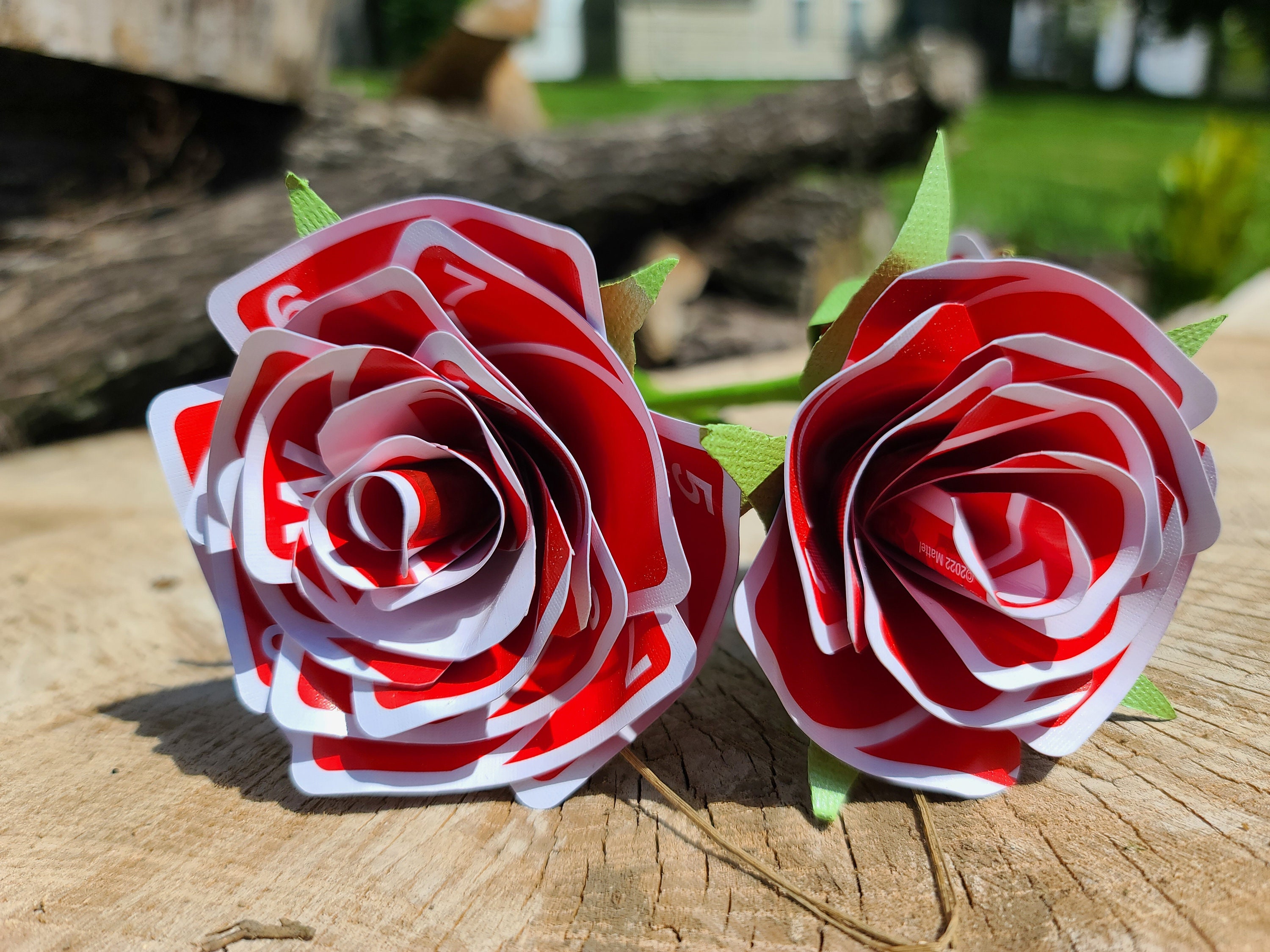 Red Playing Card Roses With Single Rose Bud Set of 3 - Etsy