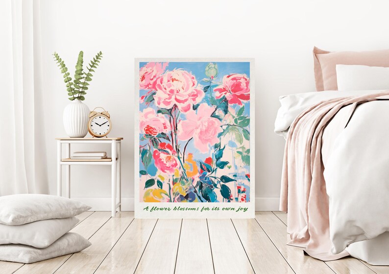 Botanical Pink Flower Art Print, Flower Quote Print, Floral Print, A ...