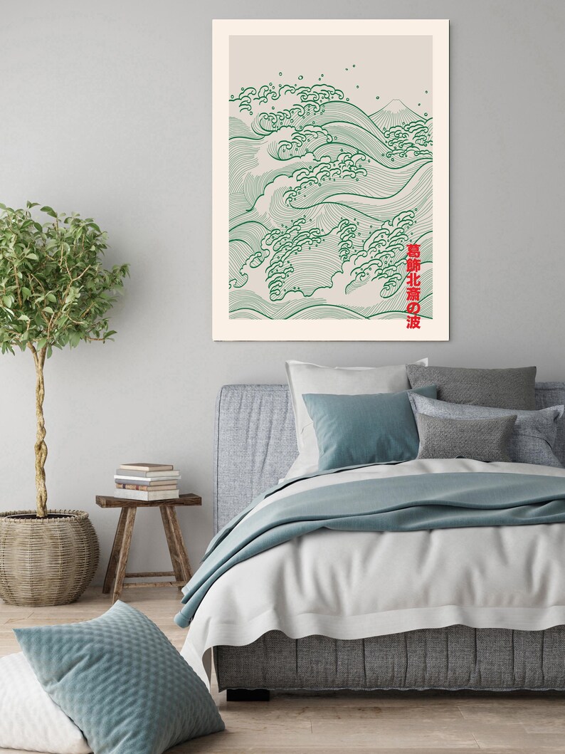 Japanese Art Print, Waves Art Print, Flower Poster, Waves Print, Wall Decor, Wall Art, Sea Art Print, Matisse Art Print, Japanese art image 2