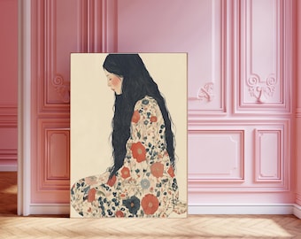 Abstract People Art | Mid Century Art, Modern Abstract Art, Abstract Wall Art, Minimalist Print, Living Room Art, Female Figure Wall Art
