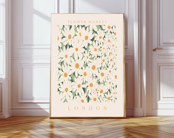 Botanical Flower Market Art Print, Flower Market, Floral Print, Wall Decor, Wall Art, Flower Art Print, London Art Print, Floral Wall Art