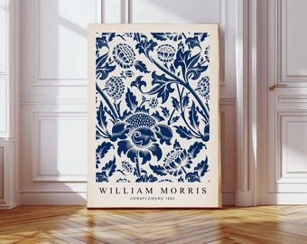 William Morris Art Print, William Morris Blue Flowers, Morris Print, Flower Art Print, Botanical Print, Wall Decor, Wall Art, Flower Print,