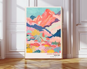 Japanese Art Print, Mountain Art Print,Japan Poster, Japanese Print, Wall Decor, Wall Art, Landscape Art Print, Japan Art Print.