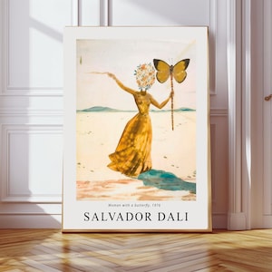 Lámina de mariposa de Salvador Dalí, póster de Salvador, lámina de Dalí, decoración de pared, arte mural, lámina de mariposa, arte botánico, mujer mariposa