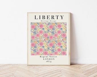 Liberty London Art Print, Botanical Art Print Flower Art Print, Liberty Print, Flower Art Print, Botanical Print, Wall Decor, Wall Art