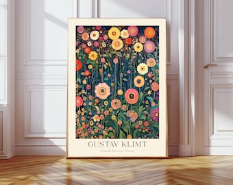 Gustav Klimt Print, Gustav Klimt Farm Garden Poster, Klimt Flowers, Floral Wall Decor, Gift Idea, Wall Art Print, Gustav Klimt Wall Decor