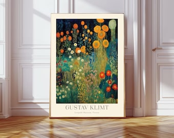 Gustav Klimt Print, Gustav Klimt Farm Garden Poster, Klimt Flowers, Floral Wall Decor, Gift Idea, Wall Art Print, Gustav Klimt Wall Decor