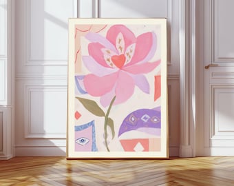 Botanical Flower Market Art Print, Flower Market, Floral Print, Wall Decor, Wall Art, Flower Art Print,Pink Art Print, Floral Wall Art