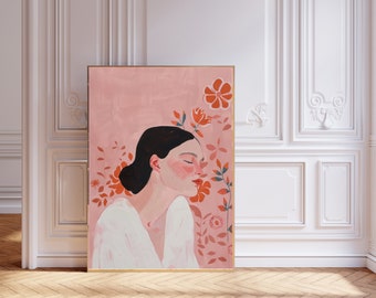 Abstract People Art | Mid Century Art, Modern Abstract Art, Abstract Wall Art, Minimalist Print, Living Room Art, Female Figure Wall Art