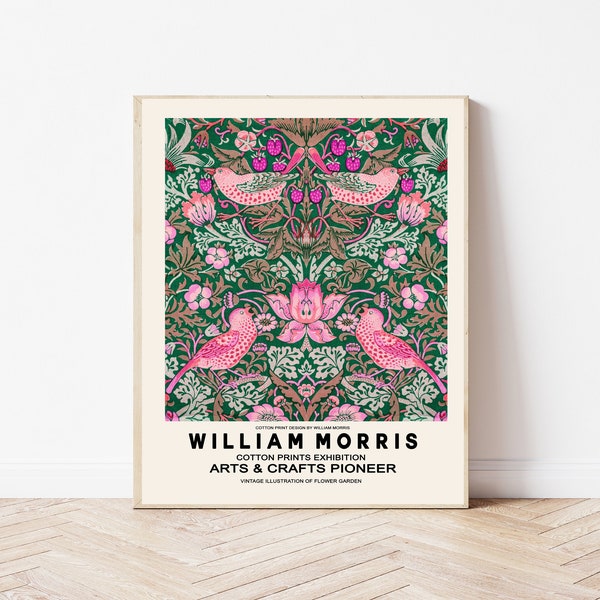 William Morris Art Print, William Morris Pink Flowers, Morris Print, Flower Art Print, Botanical Print, Wall Decor, Wall Art, Flower Print,