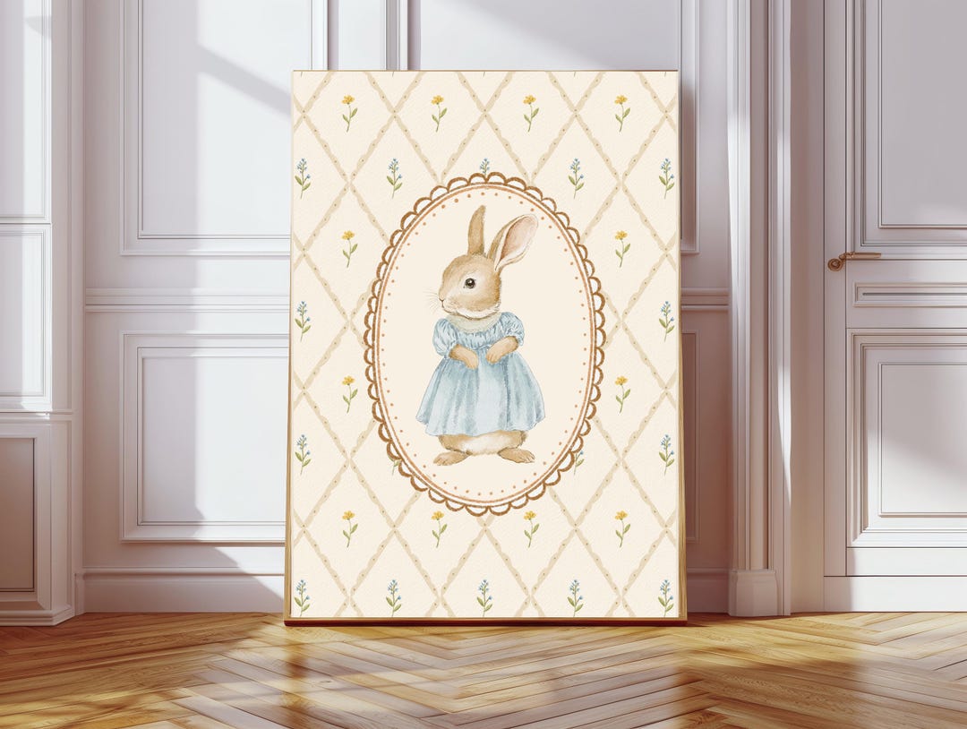 Cute Bunny Nursery Wall Art Set | Farmhouse Girl's Room Decor | Farm ...