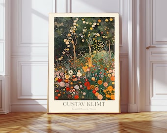 Gustav Klimt Print, Gustav Klimt Farm Garden Poster, Klimt Flowers, Floral Wall Decor, Gift Idea, Wall Art Print, Gustav Klimt Wall Decor