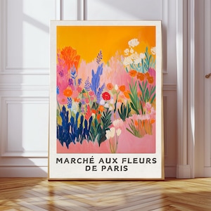 Stampa artistica di fiori botanici, fiore, stampa floreale, decorazione murale, arte murale, stampa artistica di fiori, stampa botanica / Marché aux Fleurs, pittura a olio