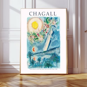 Impressão artística de Marc Chagall, pôster de Chagall, impressão de Chagall em Paris, decoração de parede, arte de parede, arte de Chagall, impressão artística de Chagall, arte botânica de parede
