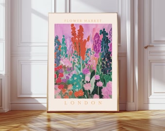 Botanical Flower Market Art Print, Flower Market, Floral Print, Wall Decor, Wall Art, Flower Art Print, London Art Print, Floral Wall Art