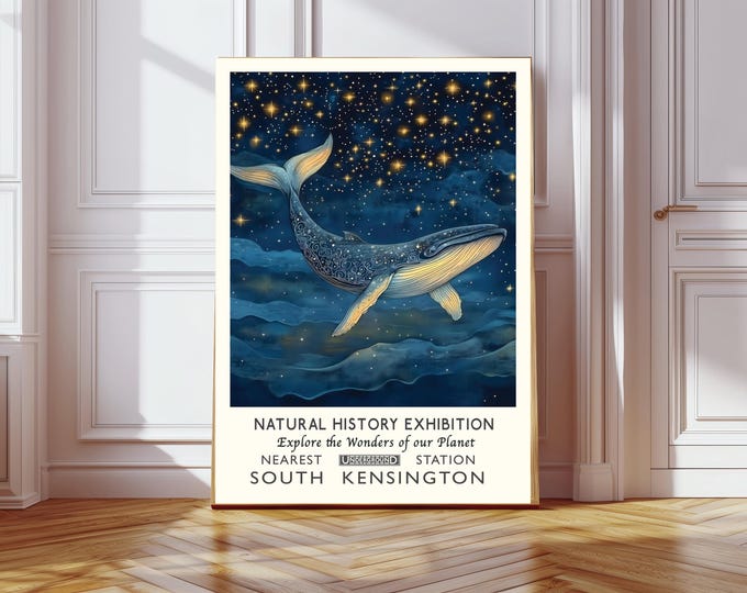Natural History Exhibition Art Print, vintage Art Print, Whale print, Sea art print, Nature poster, ocean print, Ocean Wall Art, sea print
