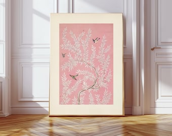 Impresión de arte japonés, impresión de arte de flores, póster de flores, impresión floral, impresiones de arte, arte de pared, impresión de arte de flores, impresión de flores japonesas, habitación rosa