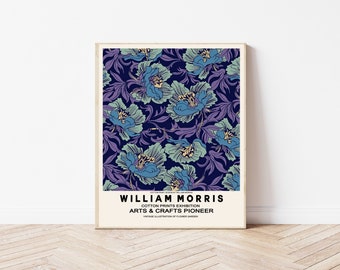 William Morris Art Print, William Morris Blue Flowers, Morris Print, Flower Art Print, Botanical Print, Wall Decor, Wall Art, Flower Print,