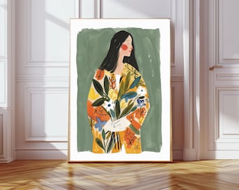 Abstract People Art | Mid Century Art, Modern Abstract Art, Abstract Wall Art, Minimalist Print, Living Room Art, Female Figure Wall Art
