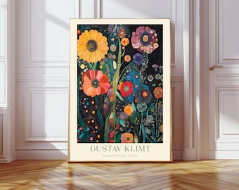 Gustav Klimt Print, Gustav Klimt Farm Garden Poster, Klimt Flowers, Floral Wall Decor, Gift Idea, Wall Art Print, Gustav Klimt Wall Decor