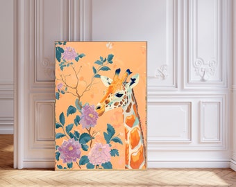 Impression d'art girafe, art mural girafe, affiche pour enfants, impression de chambre de bébé, décoration murale, art safari, impression d'art animalier, affiche d'art girafe,