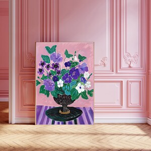 Impresión de arte de jarrón floral, cartel de flores, estampado floral, decoración de pared, arte de pared, impresión de arte floral, impresión de arte fijo, arte de pared de jarrón, impresión de arte rosa